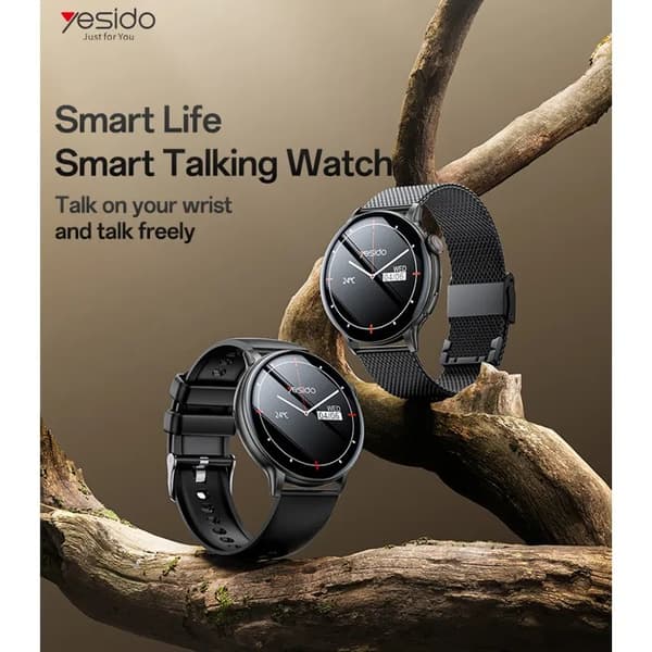 Smartwatch med Bluetooth-opkald, sundhedsmonitor, dobbeltrem, zinklegering, sort