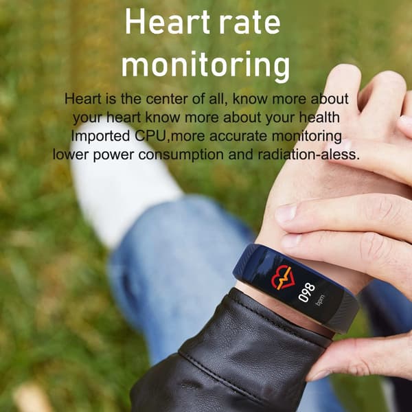 Fitness Tracker med Puls, Søvnmonitor, Skridttæller, IP67, Sort