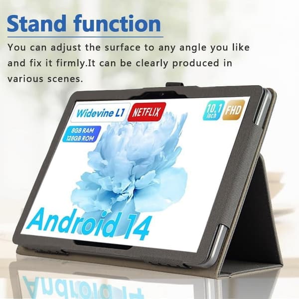 Etui til Headwolf WPad5 10.1\" Tablet, PU Læder, Håndrem, Stand, Stødsikkert
