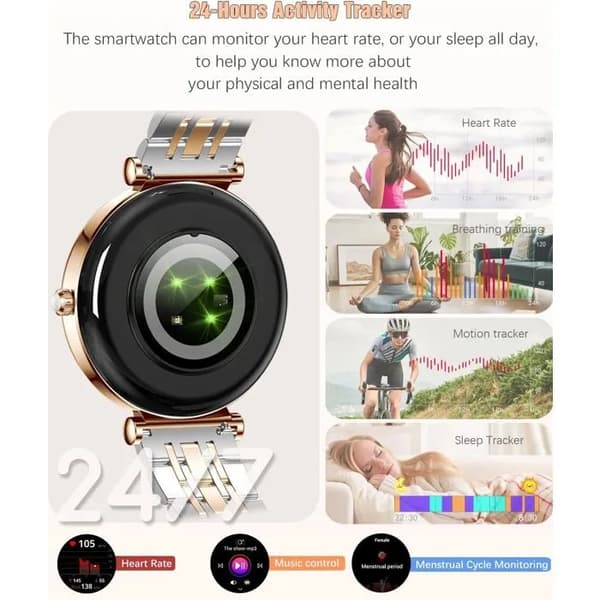 Dame Smartwatch IP67, Pulsmåler, Søvntracker, Aktivitetsmåler, Vandtæt