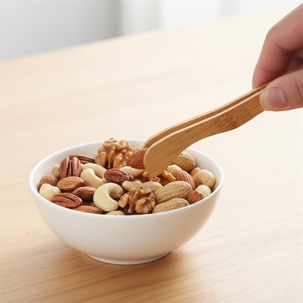 Brödtång i bambu, 18 cm trä-brödtång för matlagning, ost, bacon, bröd