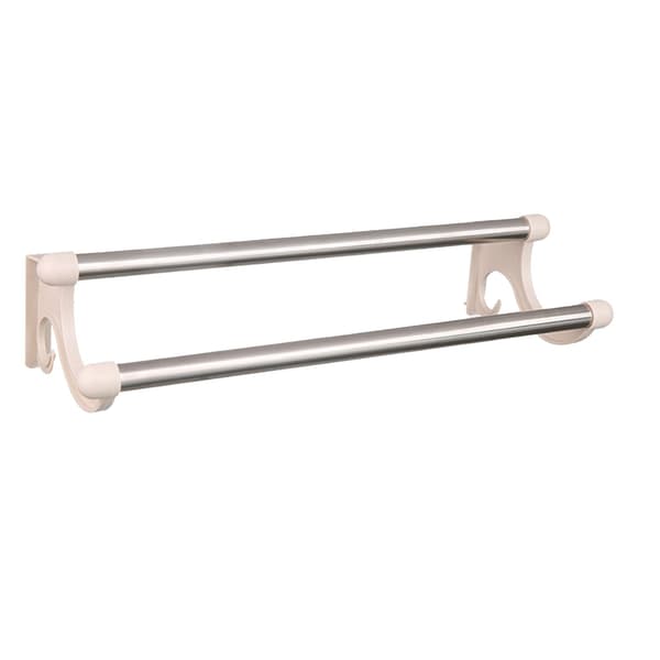 Dobbel håndklestang veggmontert, beige, plast rustfritt stål, badehåndklestativ for baderom