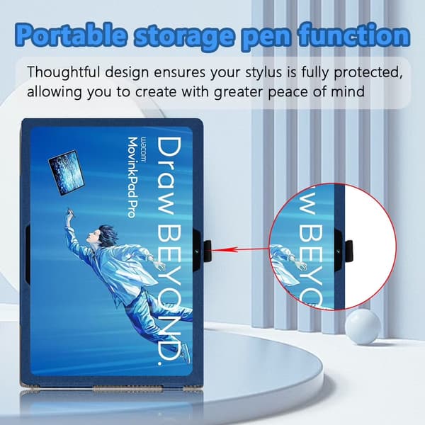 Skyddsfodral för Wacom MovinkPad Pro 14, PU-läder, handrem, stativfunktion