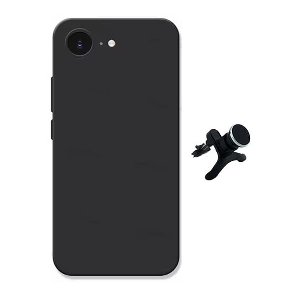 Forstærket magnetisk bilmonteringssæt med flydende silikonecover til iPhone 17e Sand pink