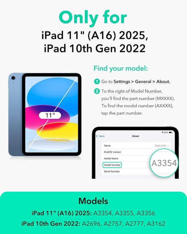 Vertikalt stativfodral för iPad 10:e/11:e generationen 11\" A16 (2025/2022) - Svart