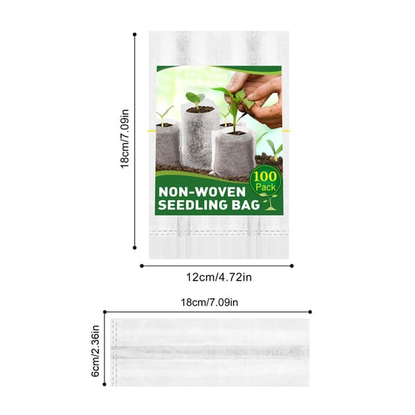 Ovävda växtodlingspåsar, 100-pack, plantskolkrukor för plantor, fruktskydd