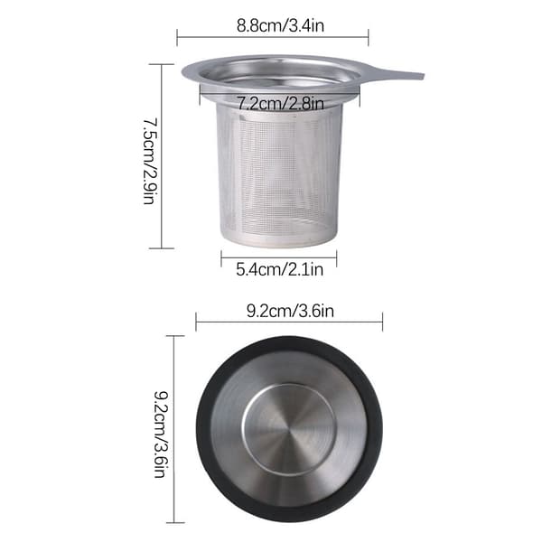 Tesil i rustfrit stål med silikonelåg, finmasket infuser til løs te