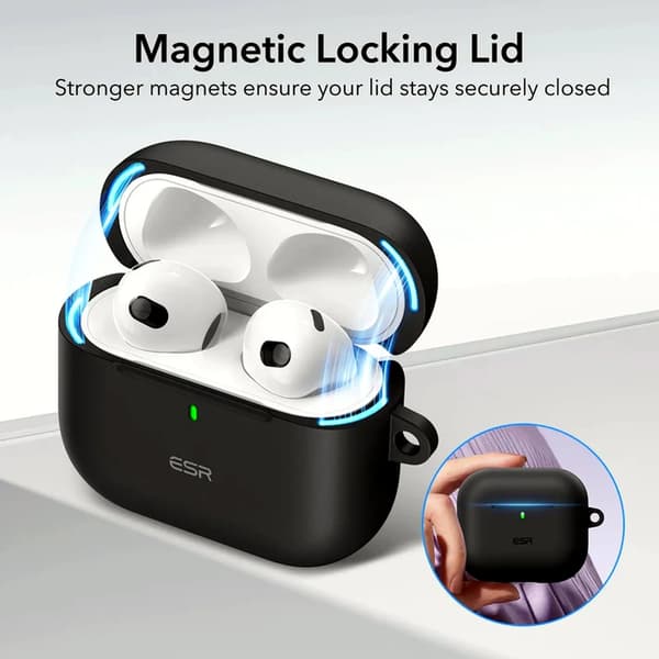 Silikonfodral för AirPods 4:e generationen - Stötsäkert skyddande skal, smal passform, stöder trådlös laddning - Svart