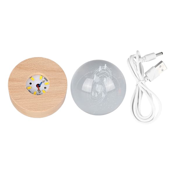 3D Krystallkule Nattlys, 6 cm, Lysende Solsystem Astronomisk Skulptur, Klar Rund