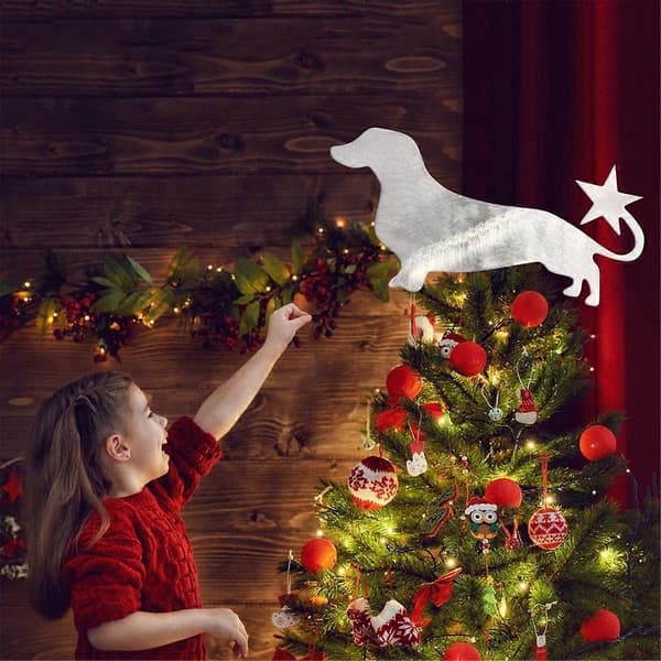 Julepynt til kæledyr Jul med stjernebegivenhed Kjole Gravhund Stjerne silver