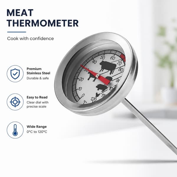BBQ Kødtermometer i Rustfrit Stål, Køkken Madsonde, Grill