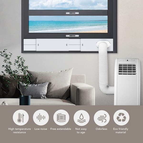 Universal Justerbart Vinduesudluftningssæt til Aircondition, PVC, 4 Plader, Nem Installation, til 140 cm Vindue