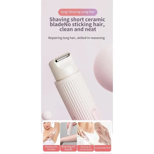 2-i-1 elektrisk barbermaskine til kvinder, bikiniklipper og mini-epilator, våd/tør, gradient pink