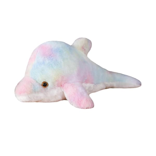 Lysande Plyschleksak Docka Kudde Delfin Docka Heminredning Söt Sovande light up rainbow