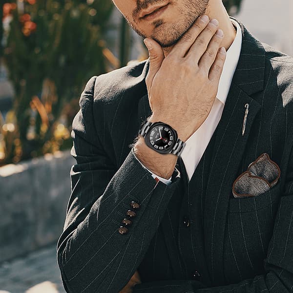 Urrem i rustfrit stål til Samsung Galaxy Watch Ultra 47MM, Iron Man-stil, sort