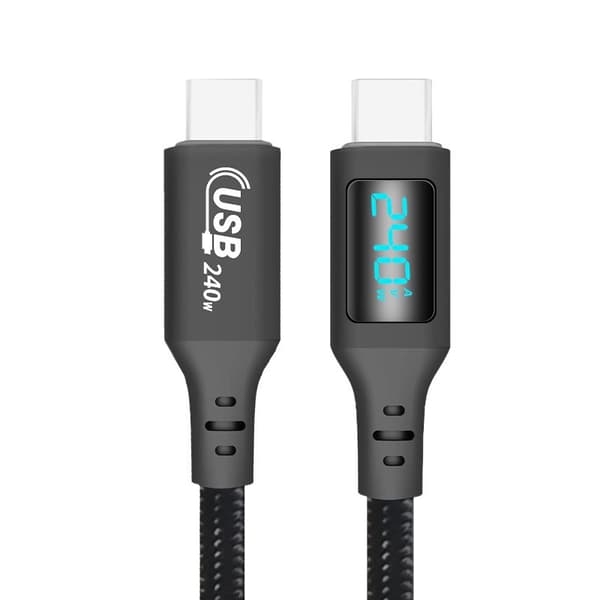 USB-C till USB-C-kabel 240W, 480Mbps dataöverföring, 2m, flätad nylon 2 m