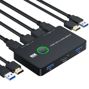 USB KVM-kytkin 4x4, USB 3.0, HDMI-jatke, 4 sisään 4 ulos