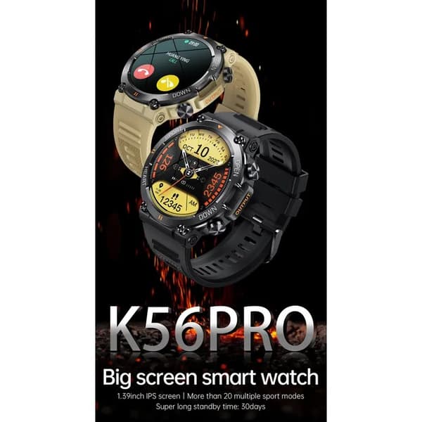 Smartwatch, K56 Pro, Pulsmåler, Søvntracker, 4G, Grøn, Læderrem