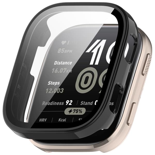 Läpinäkyvä PC-kotelo karkaistulla kalvolla Amazfit BIP 6:lle, musta Black