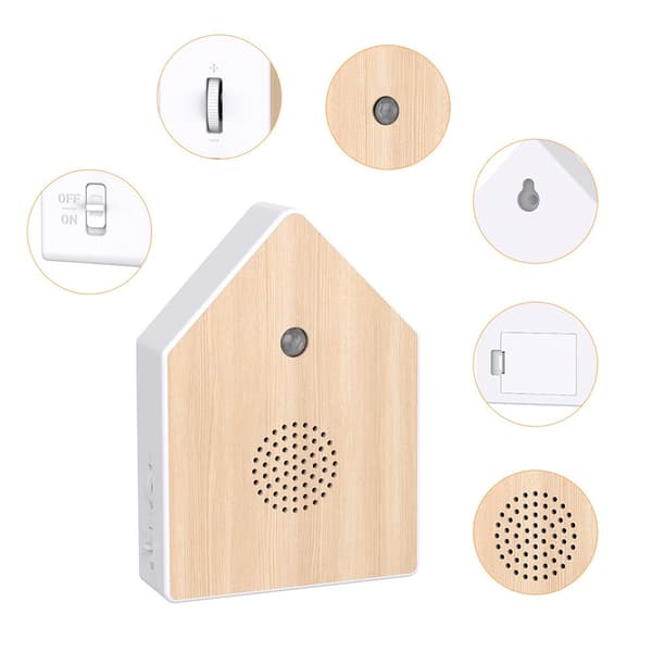 Fuglesangs-spilledåse i træ, afslappende fuglelyde til yoga, meditation og haven Solid wood model