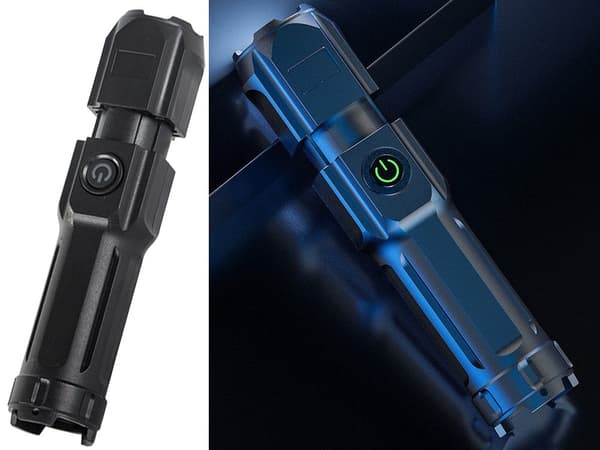 Ladattava taktinen taskulamppu, XPE LED, zoomattava, 3 tilaa, Micro USB, tehokas