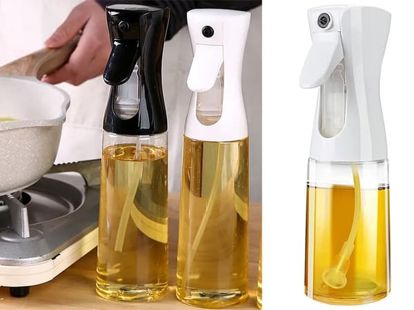Oljeforstøver 200 ml, glassflaske, hvit, fin tåke for matlaging, salat, grilling