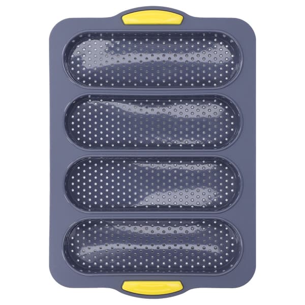 Silikone Baguetteform, 4 Riller, Lysegrå, Non-Stick Brødbageform