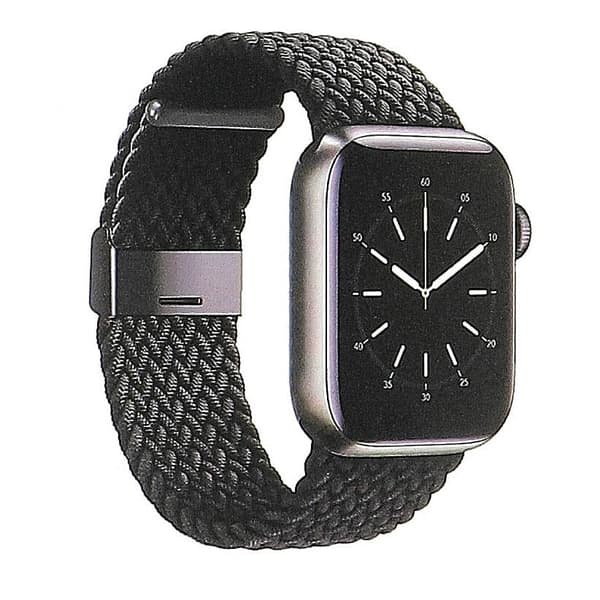 Flettet nylon urrem til Apple Watch 38/40/41mm, sort, strækbar, justerbar klips