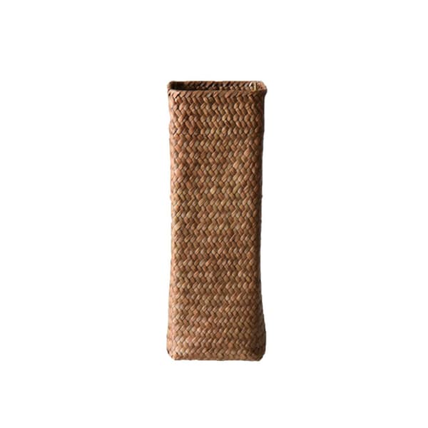 Vävd korgblomvas med veteax, torkade blommor, khaki, 30 cm hög