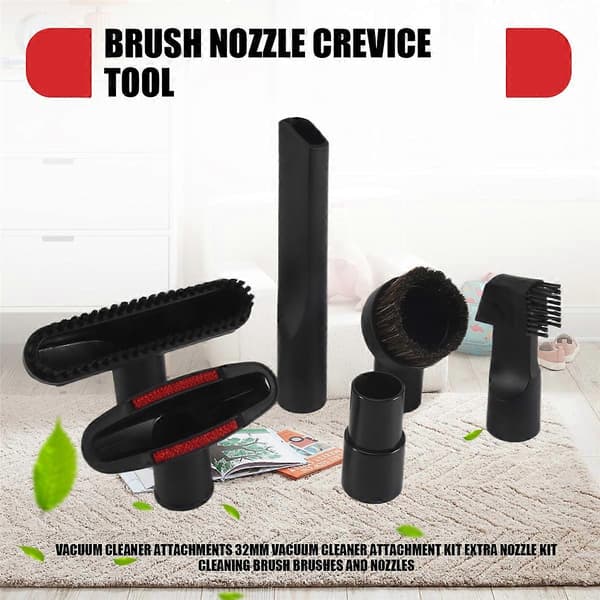 Dammsugartillbehör 32mm Dammsugartillbehör Kit Extra Munstycksset Rengöringsborste Borstar Black