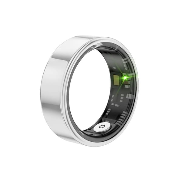 Smart Ring, Sølv, Størrelse 10, 30-dagers batteri, IP68 vanntett, Pulsmåler & SpO2 & Søvnsporing