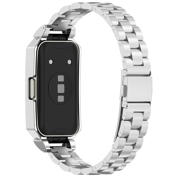 Rustfrit Stålrem til Huawei Band 10/9/8, Sort, Justerbart Metalarmbånd