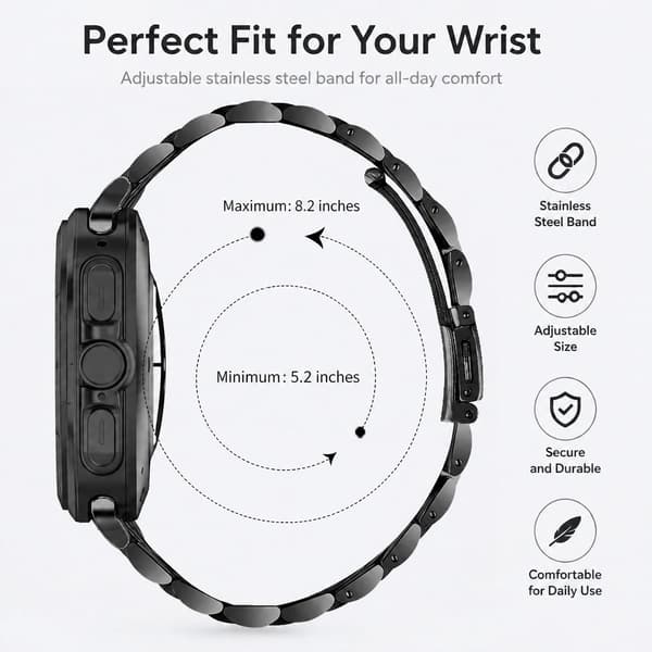 Urrem i rustfrit stål til Samsung Galaxy Watch 7 Ultra 47mm, sort