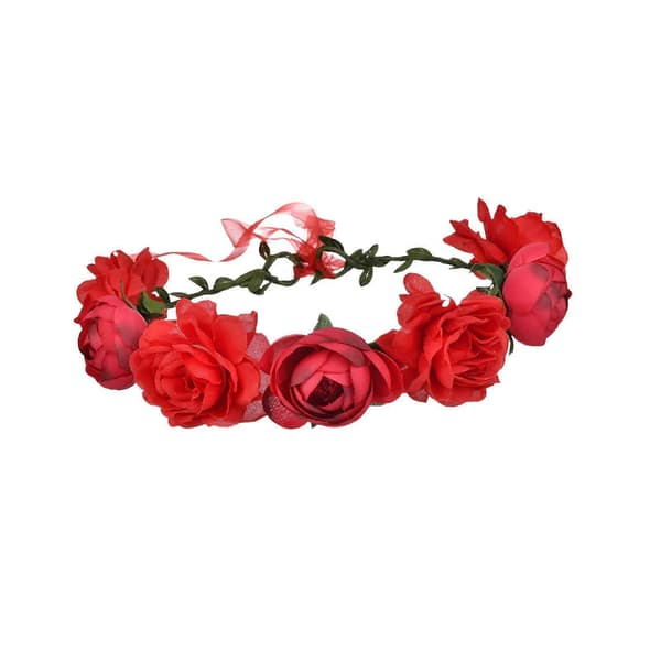 Blomsterhårbøjle Blomsterkrans til Hår Justerbar til Kvinder Piger Hår Red