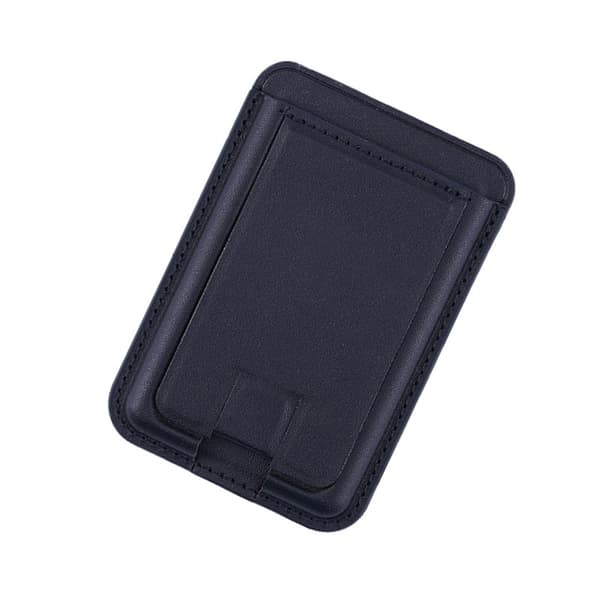 Magnetisk kortholder telefonstativ, sort, PU-læder, stærk magnet, foldbar