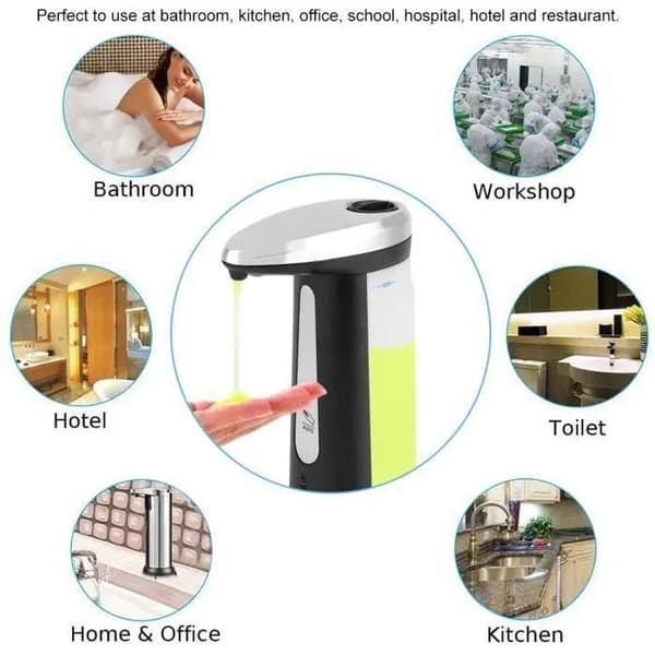 Automatisk Tvåldispenser 400ml, Sensor, ABS, för Hem Kök Badrum