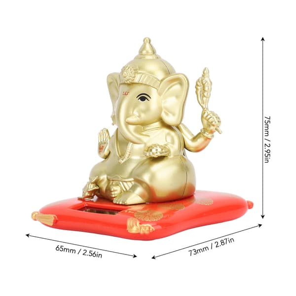 Solar Bobble Head Legetøj, Guld Elefant Svingende Dansende Bilpynt
