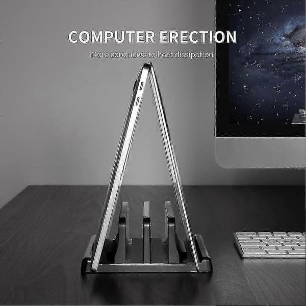 Vertikal Laptop Stand til Skrivebord - Pladsbesparende Computerholder