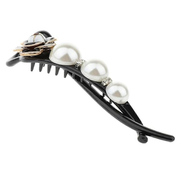 2x Bananaspenn Rhinestone Perle Blomst Hårpynt