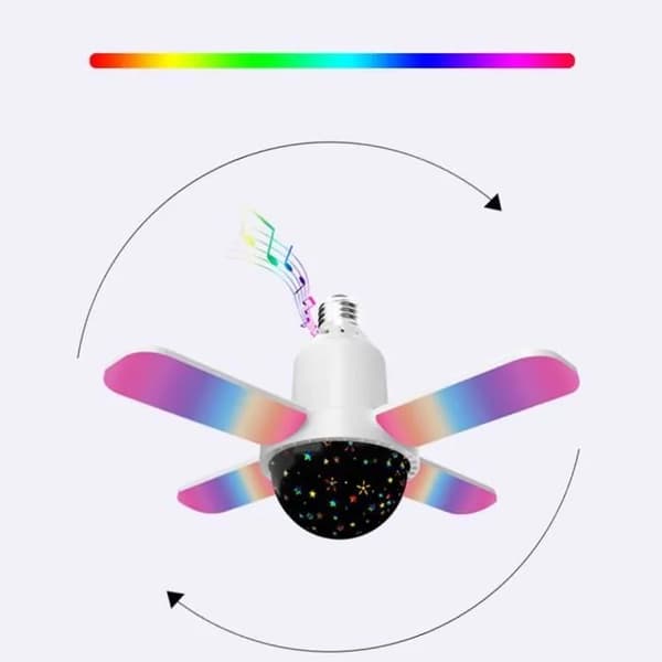 E27 LED Taklampe 4 Paneler, Bluetooth Musikk, Fjernkontroll, Disko Scenelys for Hjemmet