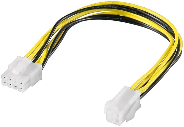 ATX12V P4 strømadapter, 4-benet til 8-benet, 0,2 m kabel til pc-strømforsyning