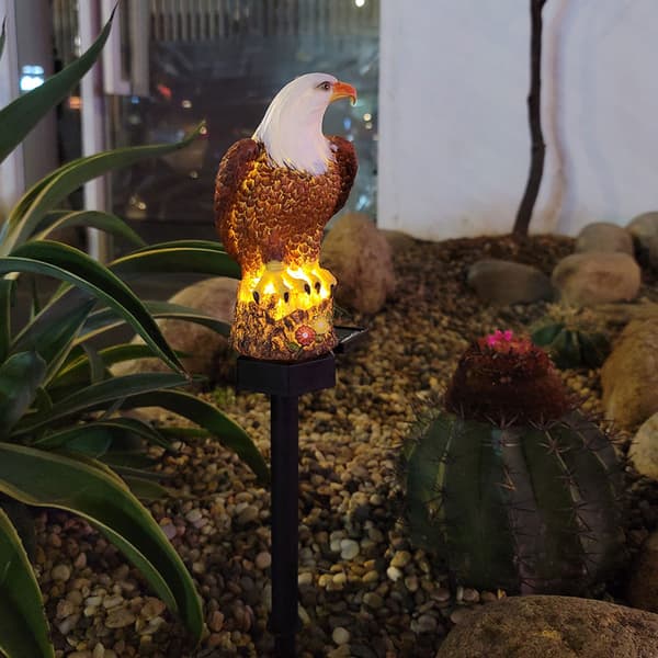 LED Solar Eagle Stake Light, Utomhus Trädgård Gräsmatta Dekoration, med Blomstermönster