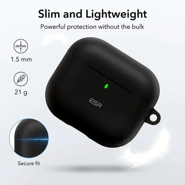 Silikonfodral för AirPods 4:e generationen - Stötsäkert skyddande skal, smal passform, stöder trådlös laddning - Svart