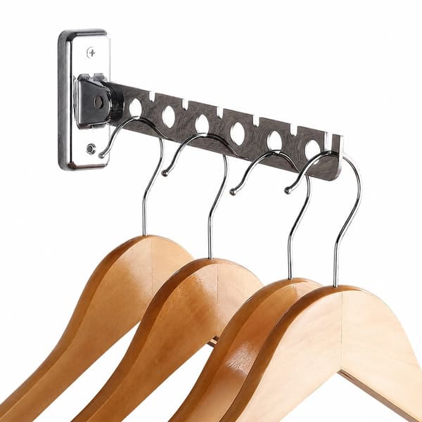 Vægmonteret tøjstativ uden boring, rustfrit stål, foldbart, til badeværelse og garderobe