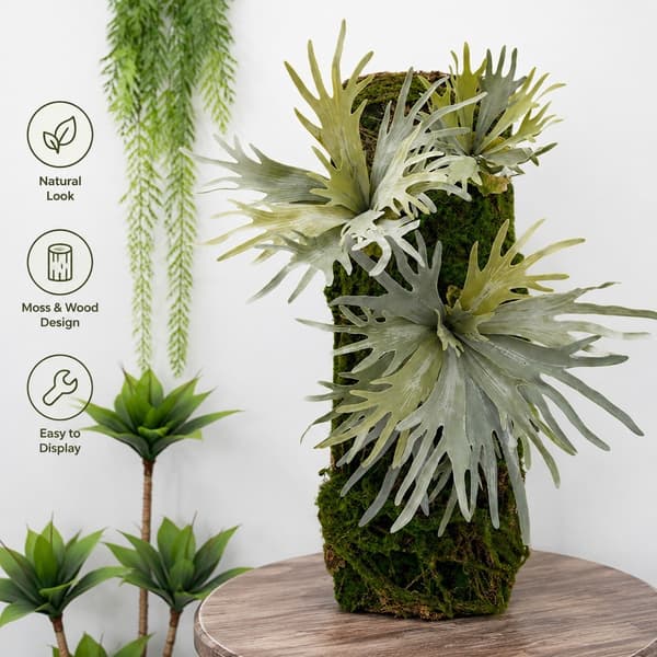 Konstgjord ormbunke vägghängande växt, grön mossa ormbunke i kruka, plast, inomhusinredning 13-leaf medium-sized fern