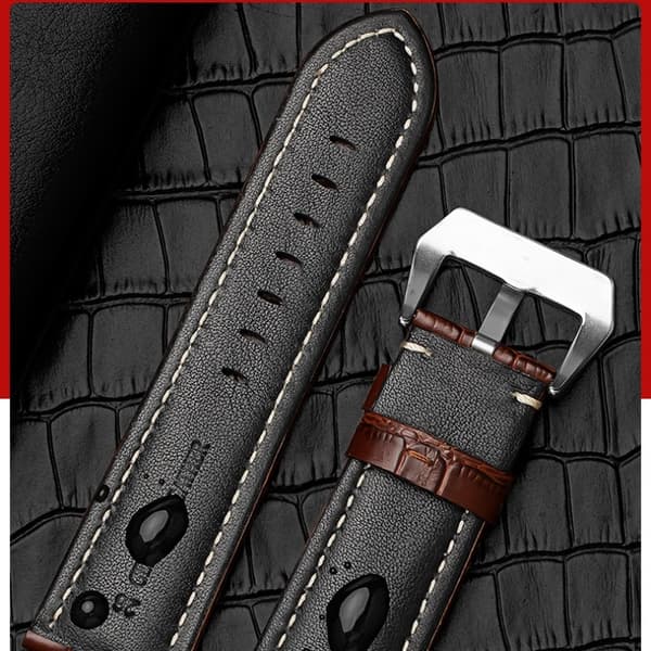 Erstatningsurrem til Panerai Luminor, sort, 24 mm, læder