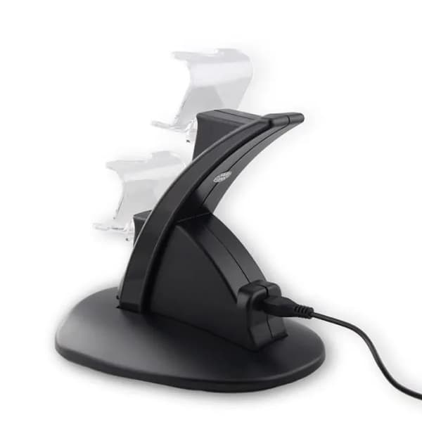 Dobbelt USB-opladningsdock til PS4-controller, sort, opladerstander til spilcontroller