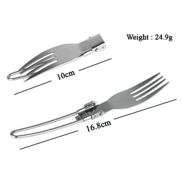 2X Spork Gaffel Rostfritt Stål Fällkniv Bestick Sked Set Combo Picknick Camping Bestick Servis