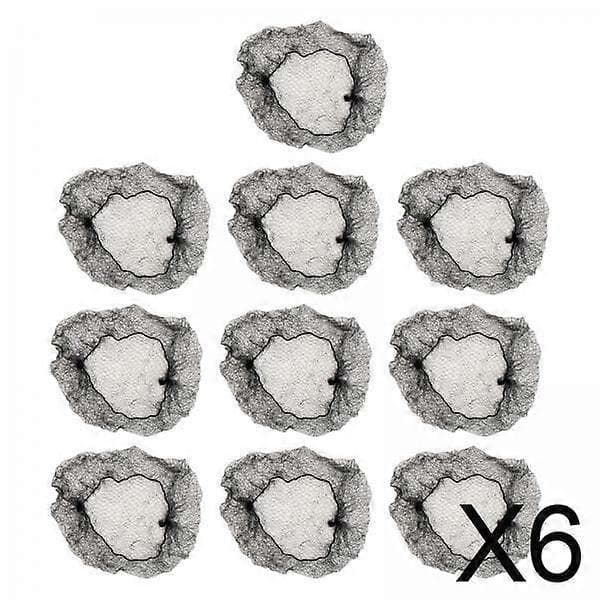 6x 10 Stykker, Usynlige, Hårnett, Usynlige, Elastisk Kant Hårnett i Mesh, Meshnett