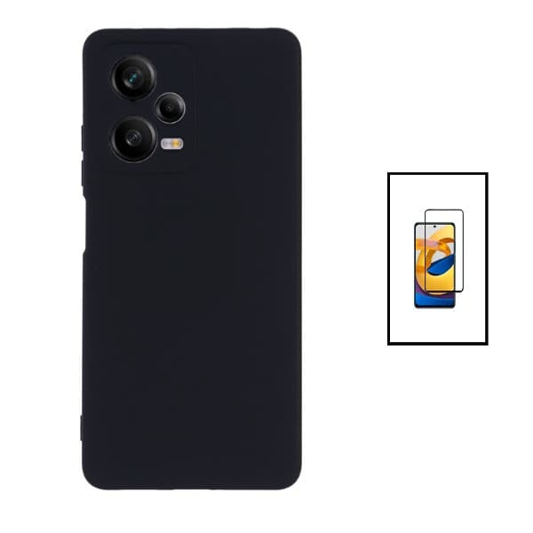 Sort etui til Xiaomi Redmi Note 12 Pro, flydende silikone, ultratyndt, fuld dækning